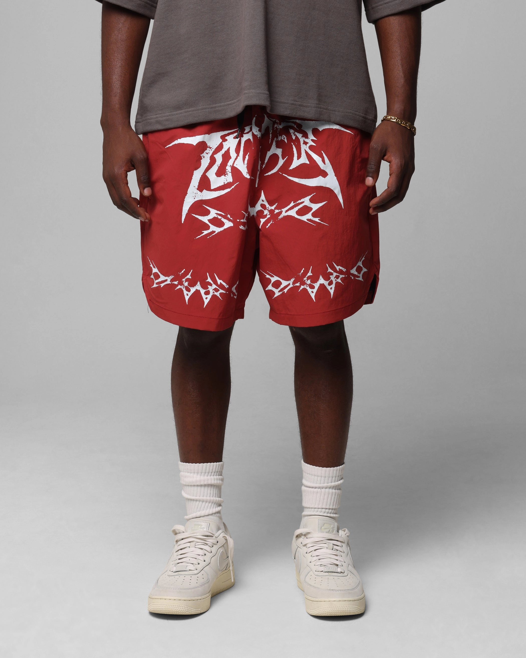 Comfort Wearable No Ride Fit Loiter Stacked Metal Walk Shorts Burgandy