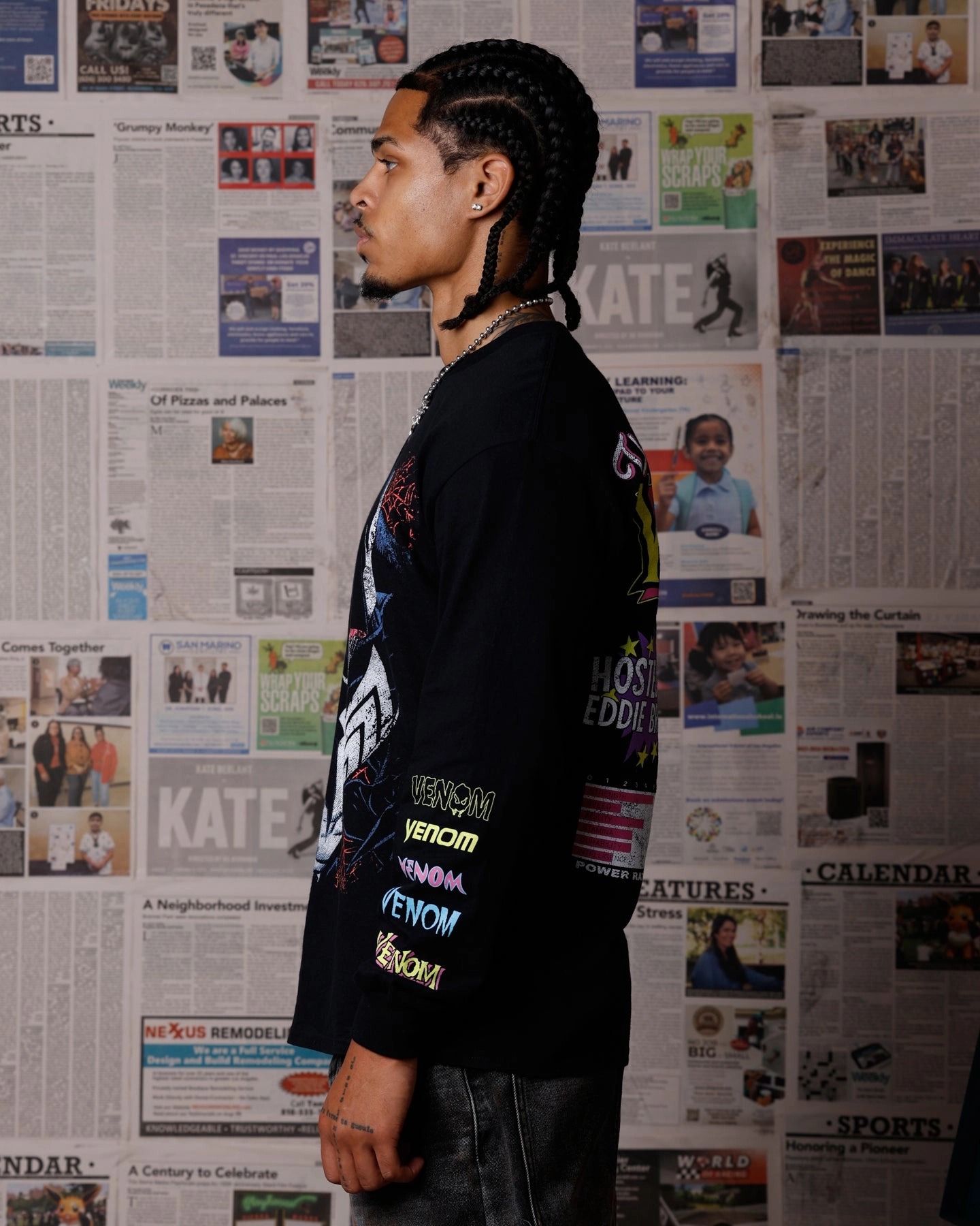 LightweightConstruction Goat Crew Marvel Venom Eddie Brock Long Sleeve T-Shirt Black