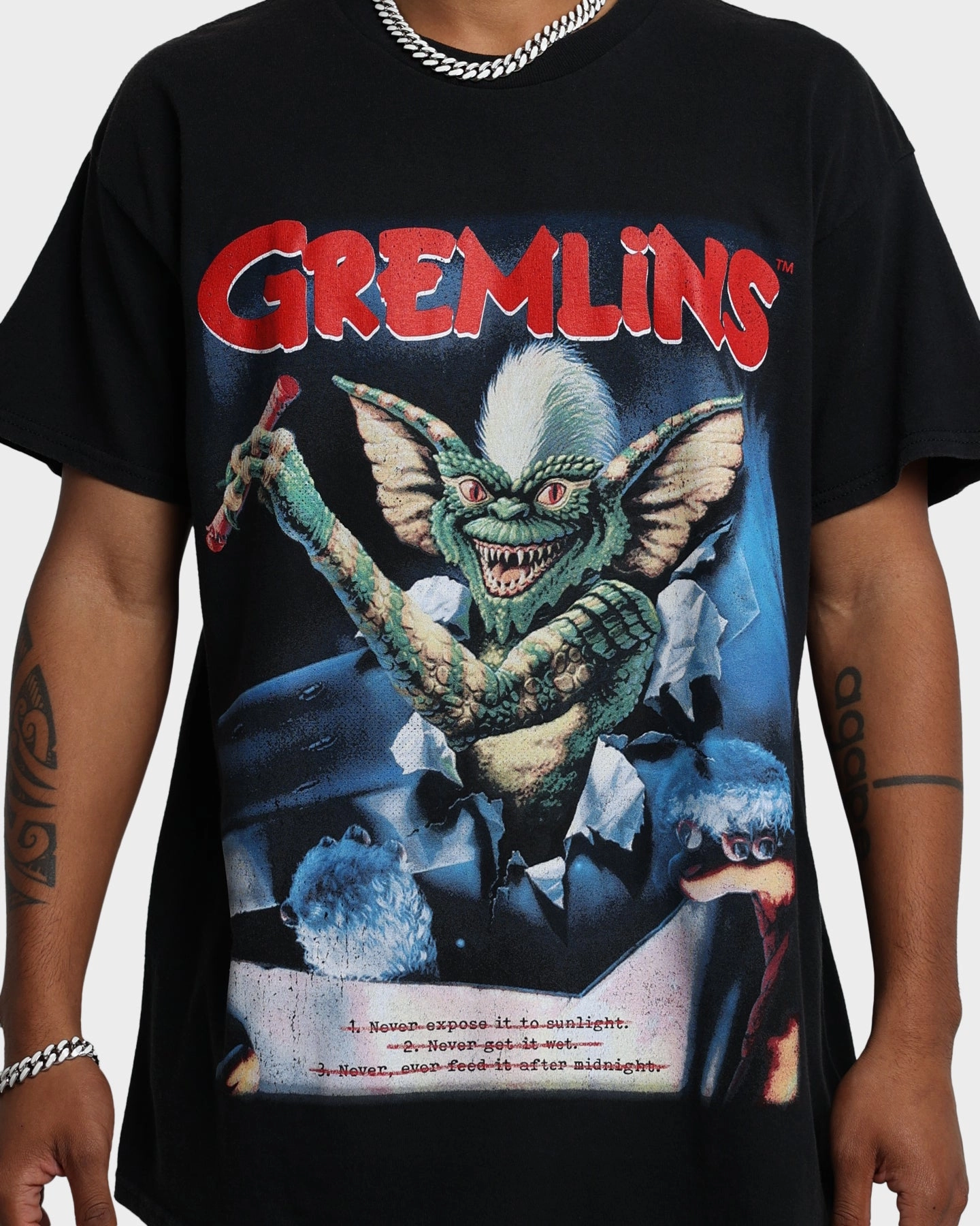 Thermal Insulation Core EthicallySourcedMaterial American Thrift X Gremlins Gremlins Vintage T-Shirt Black Wash