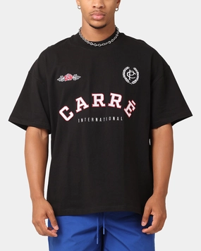 Stretch Knit Material Carre International T-Shirt Black