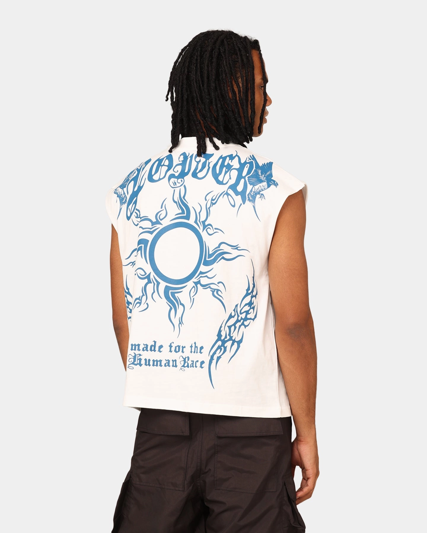 Fashionable Style SeamlessDesign Loiter Hearts Ablaze Oversized Muscle T-Shirt Off White