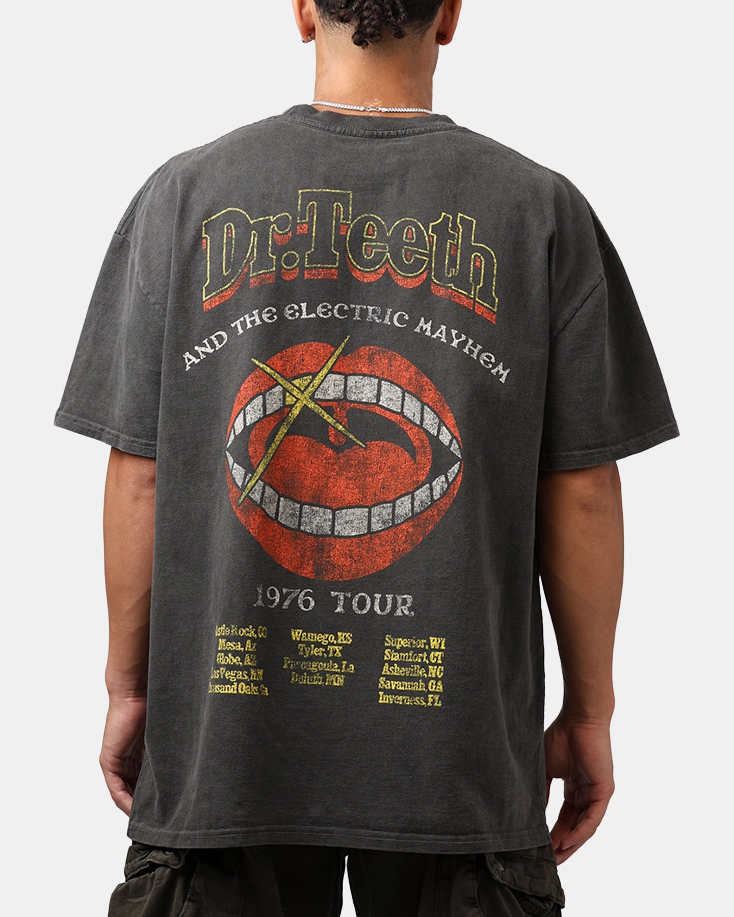 Curved Hemline American Thrift Disney The Muppets Animal Heavyweight T-Shirt Black Wash