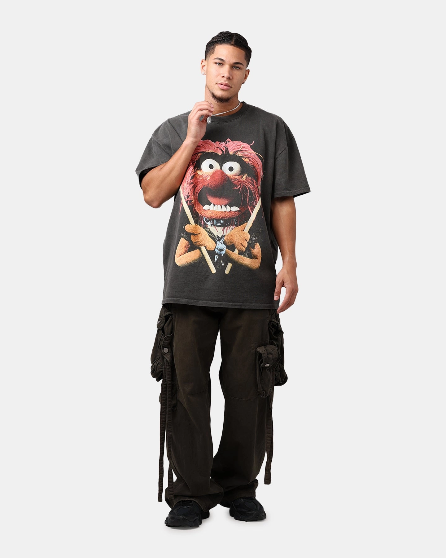 Everyday Comfort American Thrift Disney The Muppets Animal Heavyweight T-Shirt Black Wash