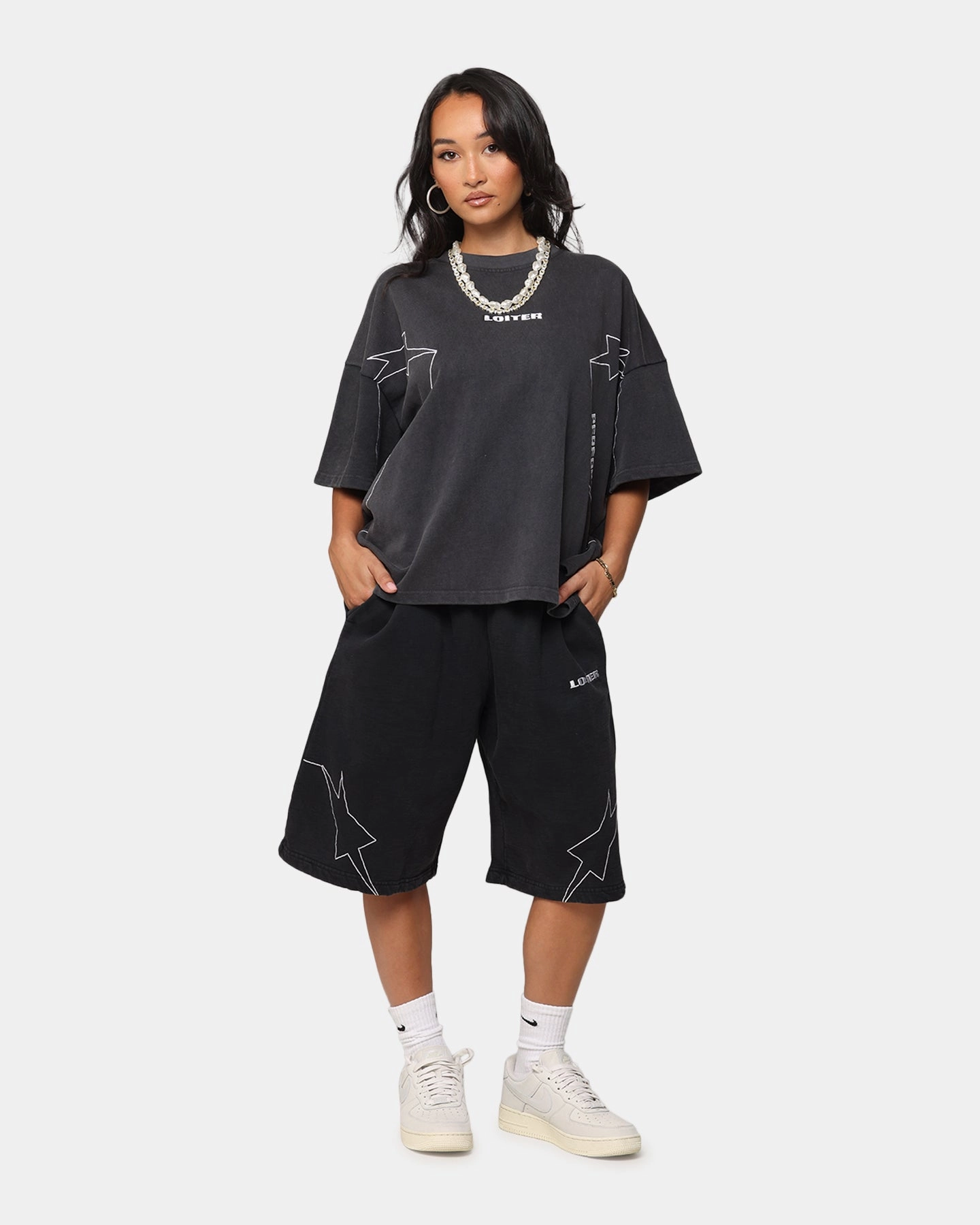 Loiter Dark Performance T-Shirt Charcoal Low Profile Collar