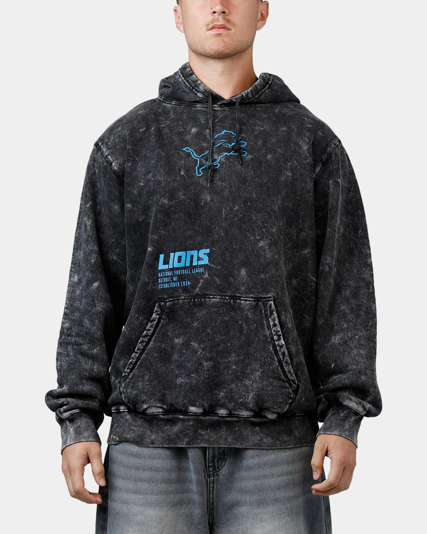 FrictionResistant Fabric New Era Detroit Lions Sport Night Hoodie Official Team Color