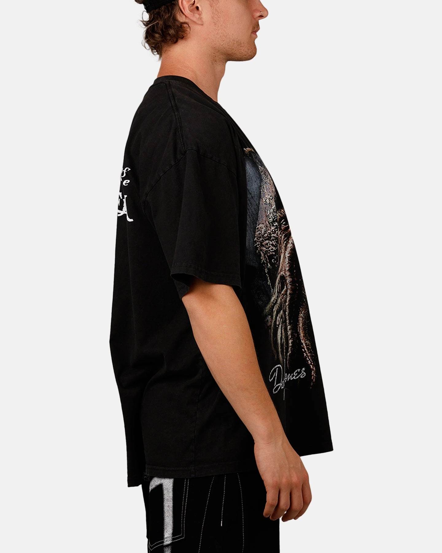 Goat Crew Disney Pirates Of The Caribbean Davy Jones Vintage T-Shirt Black Acidwash Fade Resistant Finish