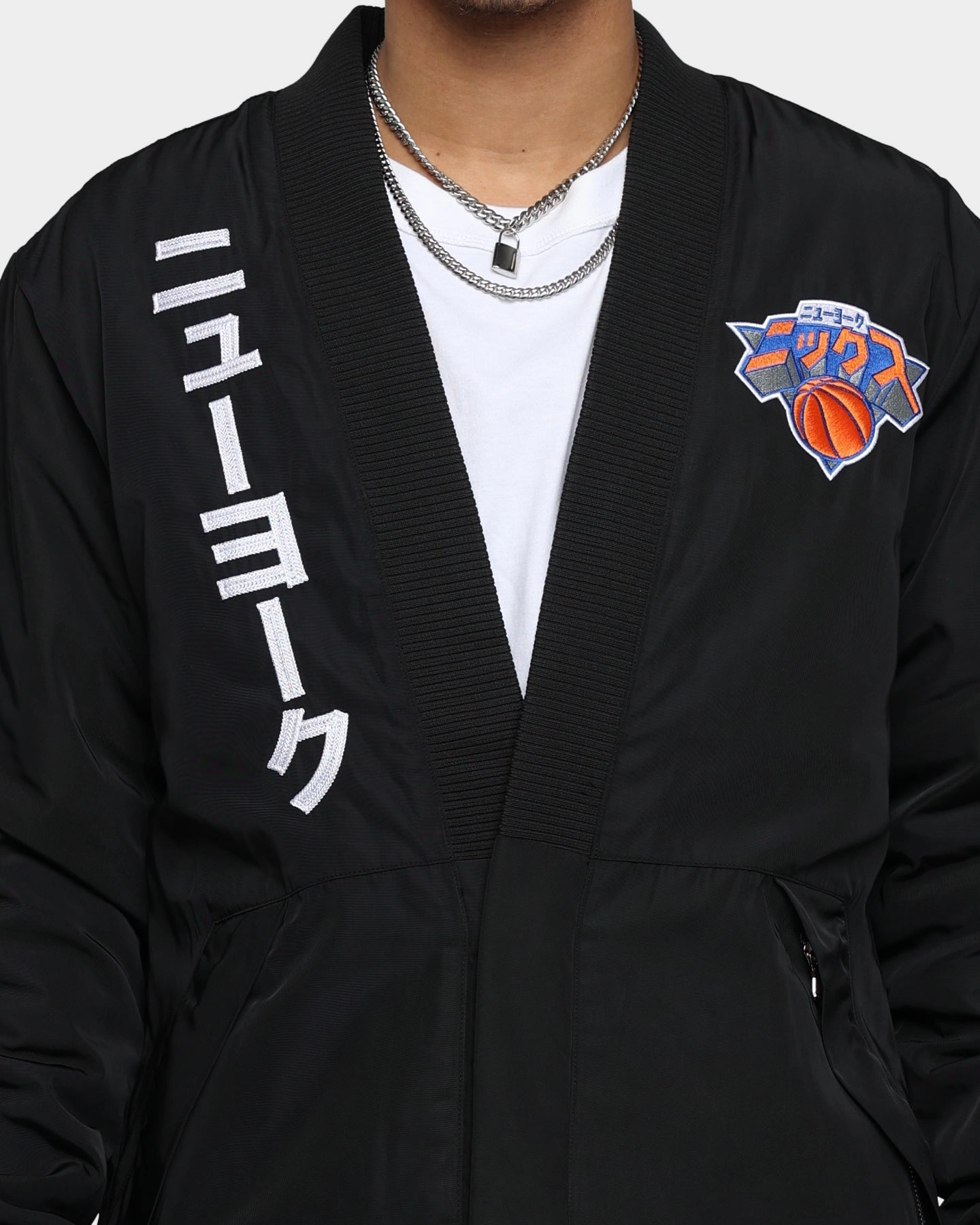 Wrinkle Free Texture Adjustable Cuff System Hyperfly X NBA New York Knicks Katakana Kimono Black