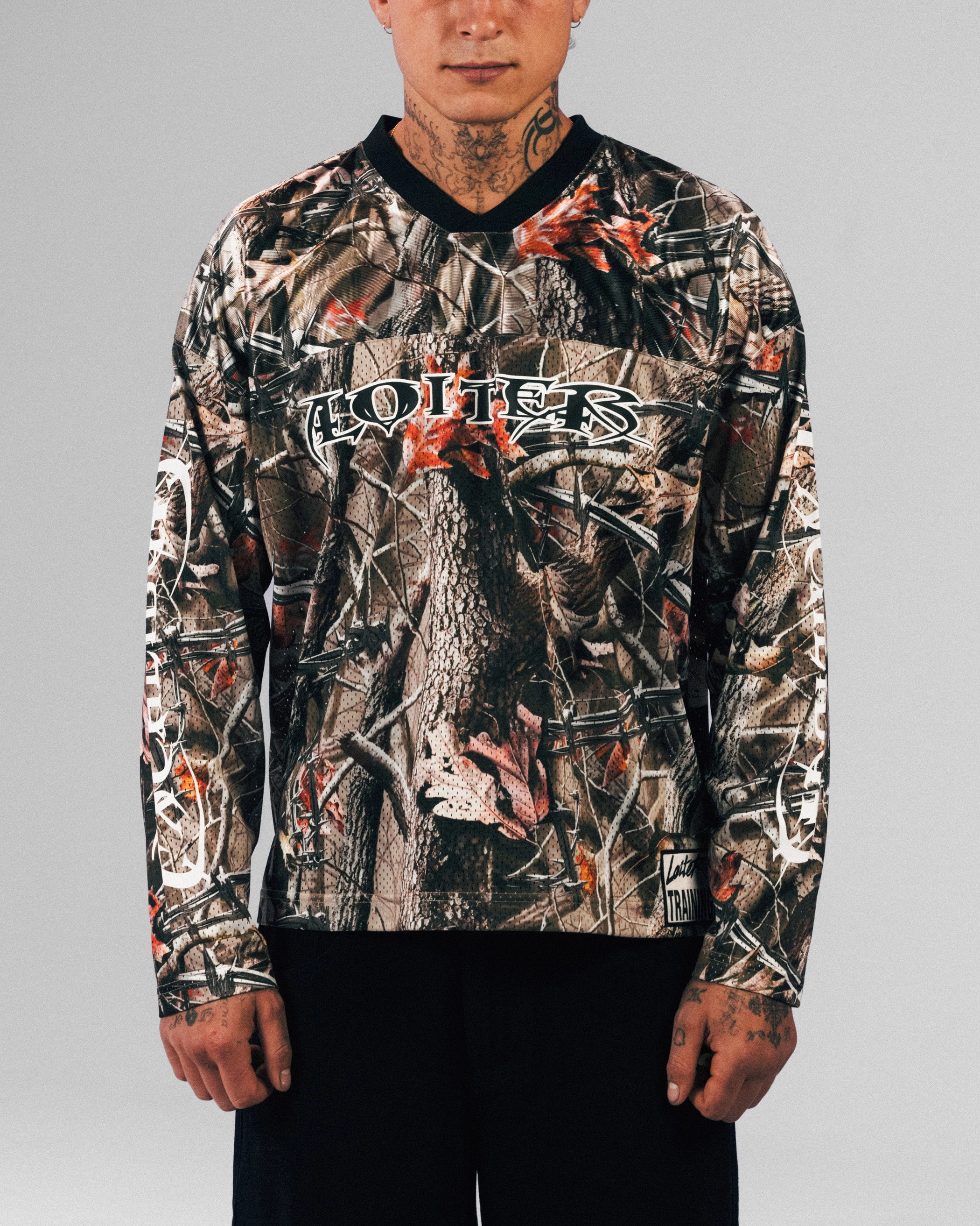 Loiter Long Sleeve Training Jersey Real Treet Camo Textured Weave Pattern