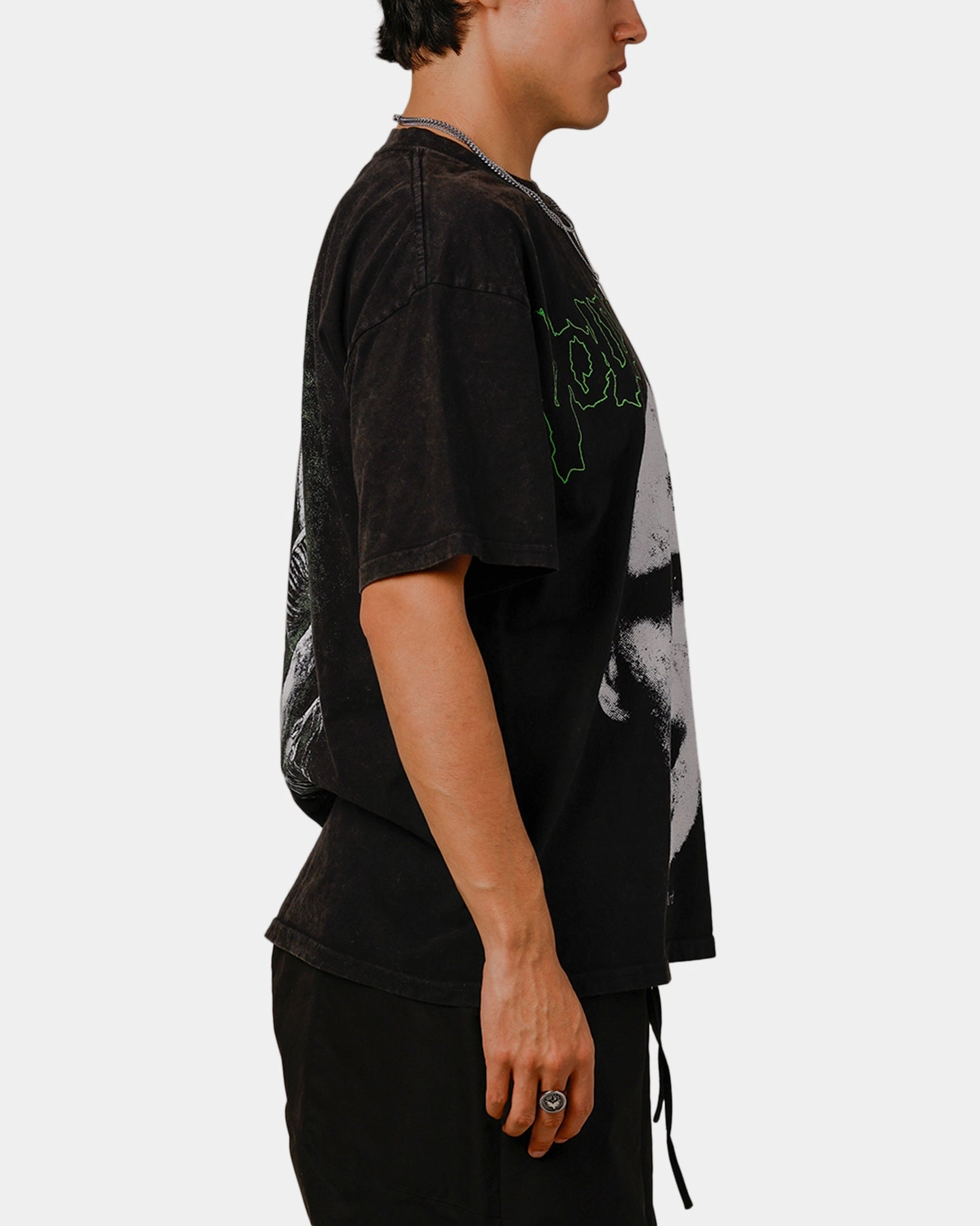 Recycled Polyester Blend Goat Crew X Harry Potter Lord Voldemort Vintage T-Shirt Black Acidwash