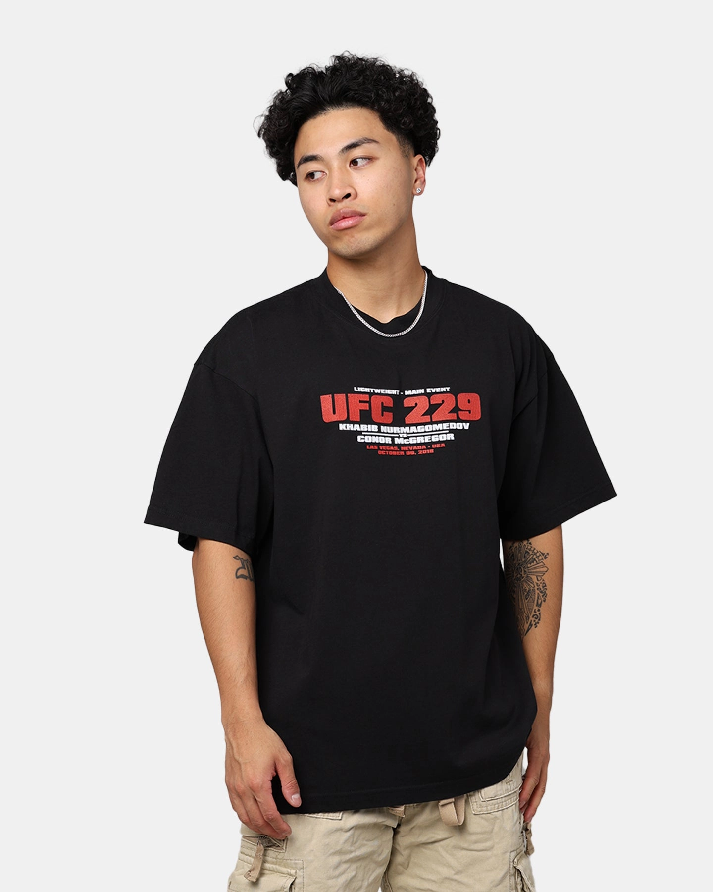 UFC By Goat Crew Khabib Nurmagomedov vs. Conor McGregor  229 Card T-Shirt Black Anti Pilling Fabric