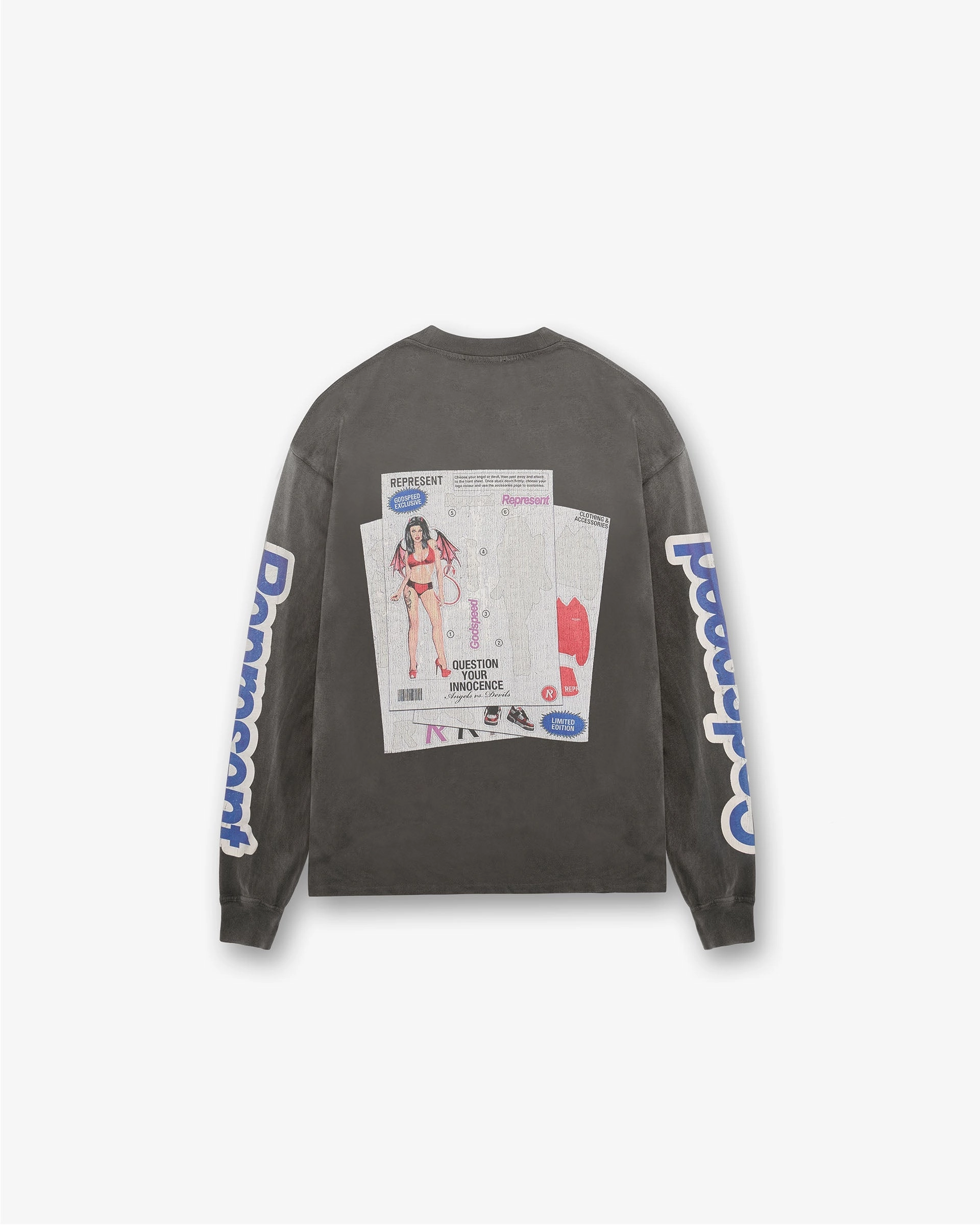 Temperature Control Fabric Oeko Tex Certified Question Your Innocence Long Sleeve T-Shirt - Vintage Grey