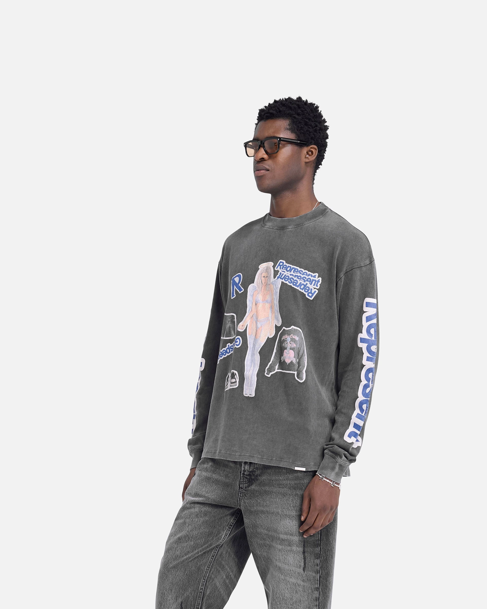 Question Your Innocence Long Sleeve T-Shirt - Vintage Grey Smooth Seam Technology Relaxed Wear Fit