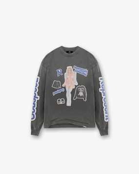 Question Your Innocence Long Sleeve T-Shirt - Vintage Grey Stretch Knit