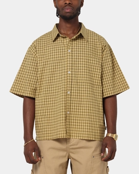 Bold Design Carre Checkered Boxy Button Up Shirt Yellow Check