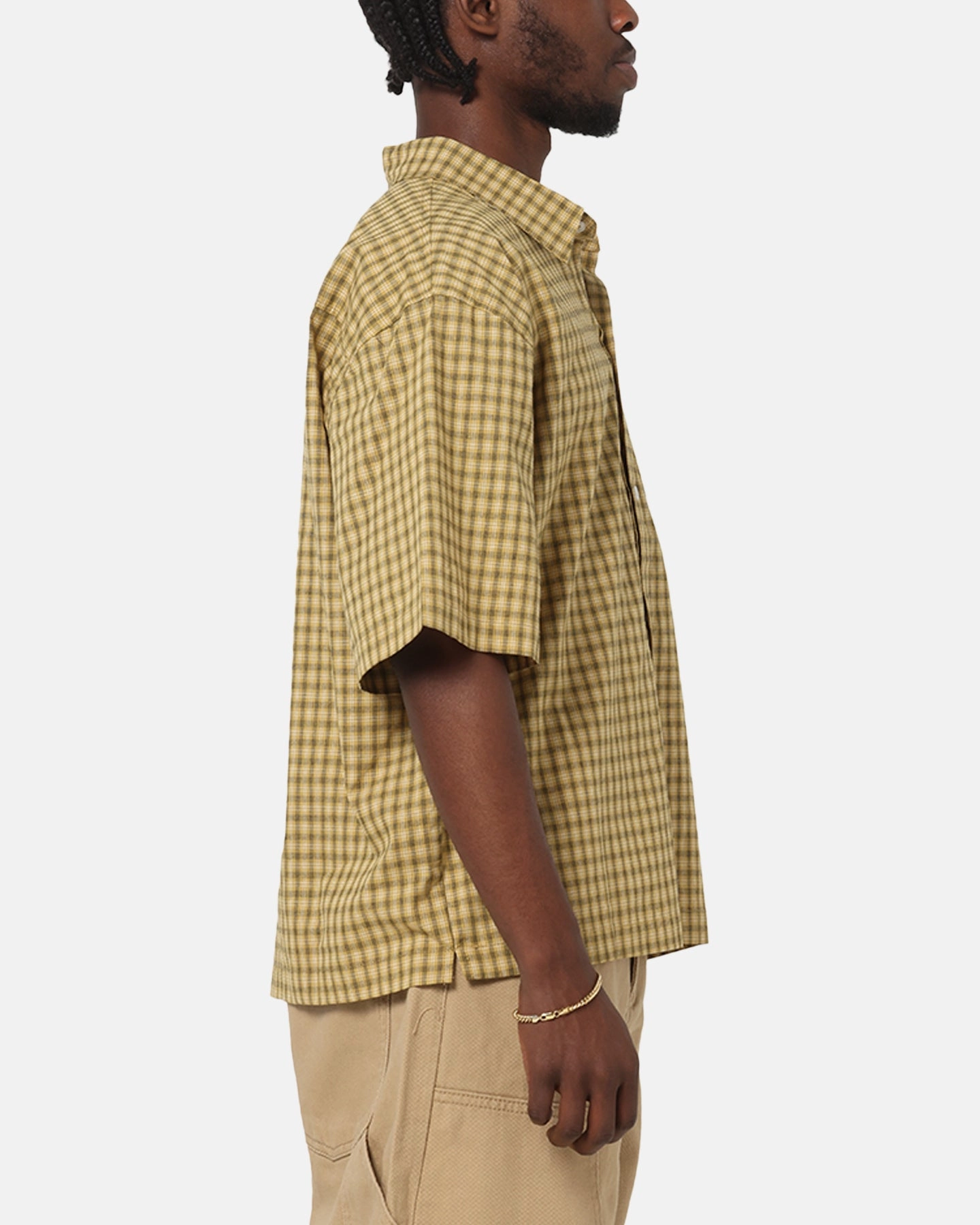 FlexibleCollar Carre Checkered Boxy Button Up Shirt Yellow Check