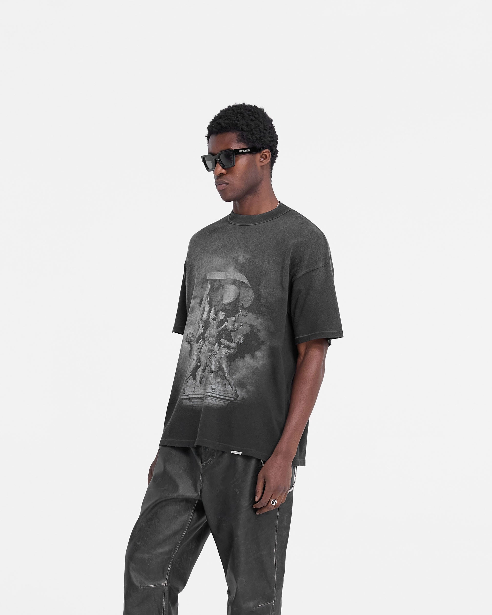 Atlas T-Shirt - Stained Black Organic Cotton Blend AntiStaticFinish