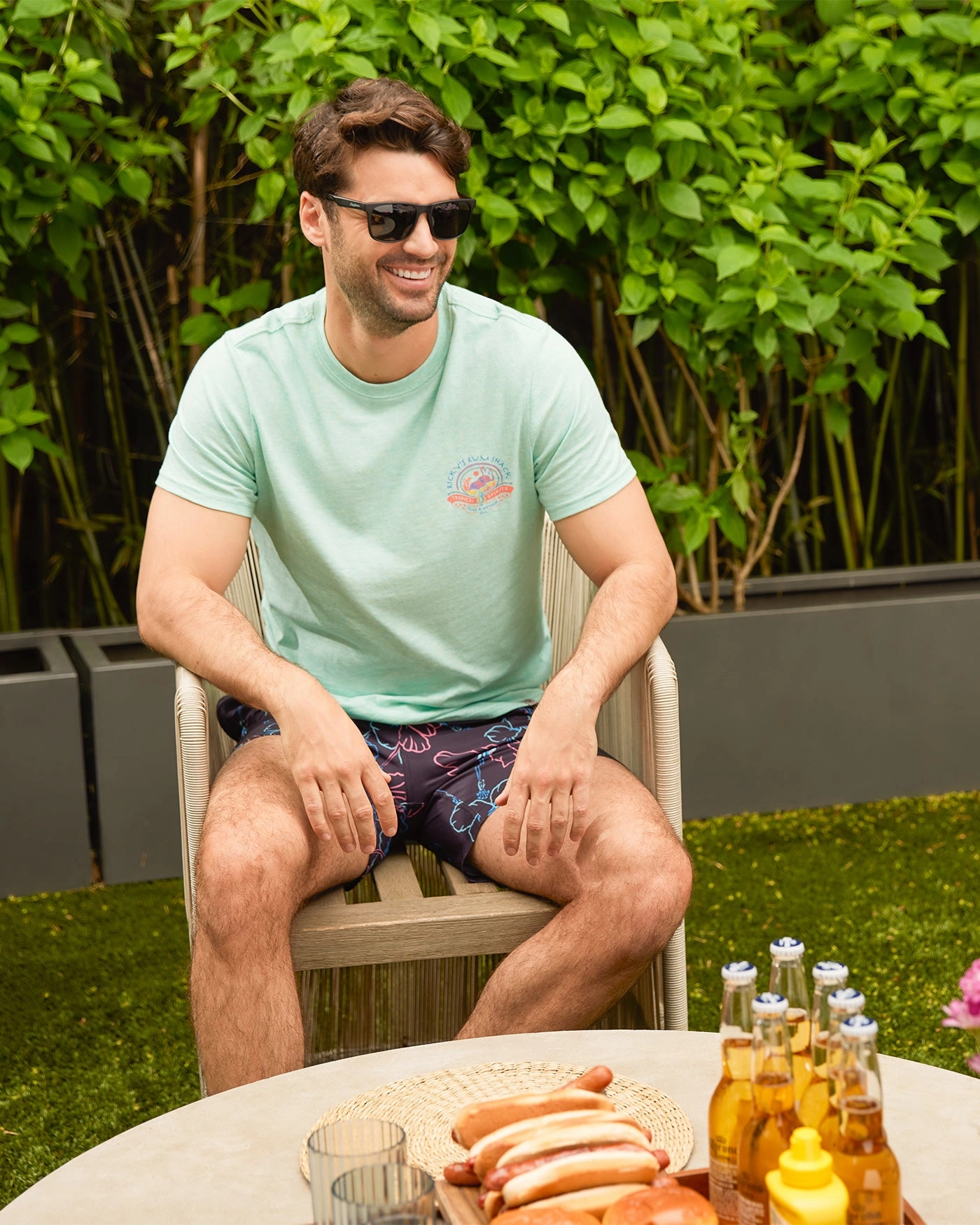 Comfy Cut Moisture Wicking Lining AUBURNDALE TROPICAL PRINT SWIM SHORT - 6.5?? INSEAM