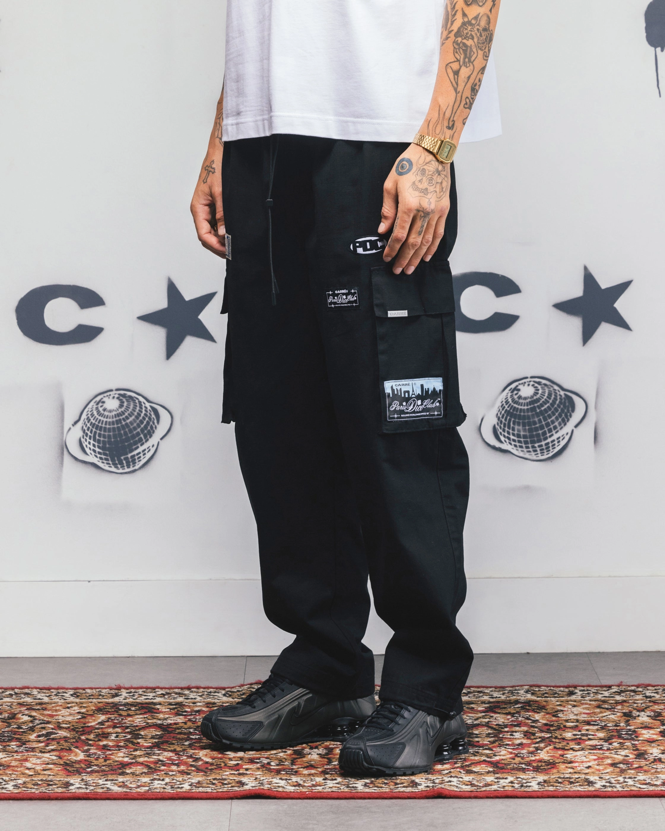 Carre Patchwork Cargo Jogger Black All Season Fit