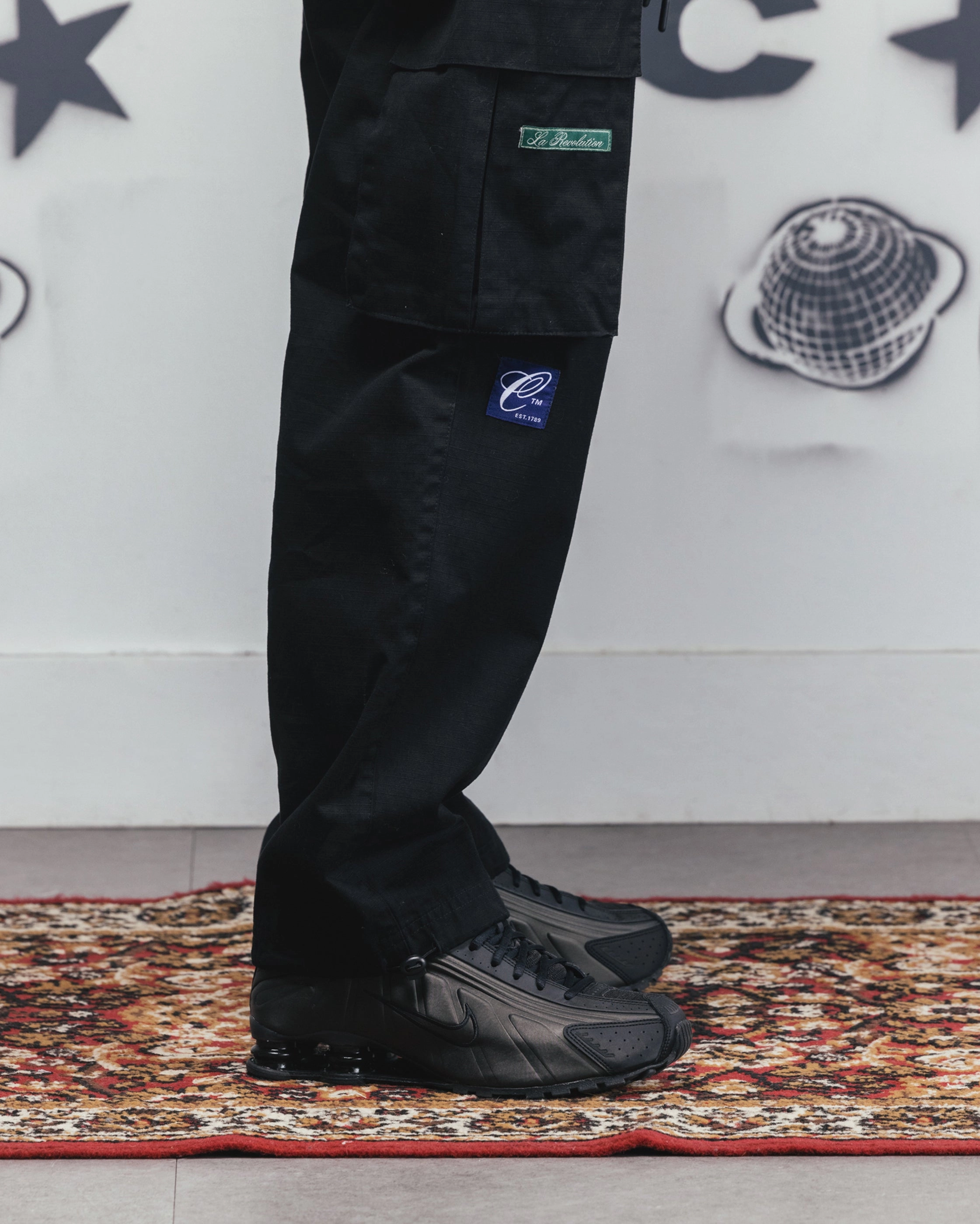 Hygienic Inner Layer Essential Fit Carre Patchwork Cargo Jogger Black