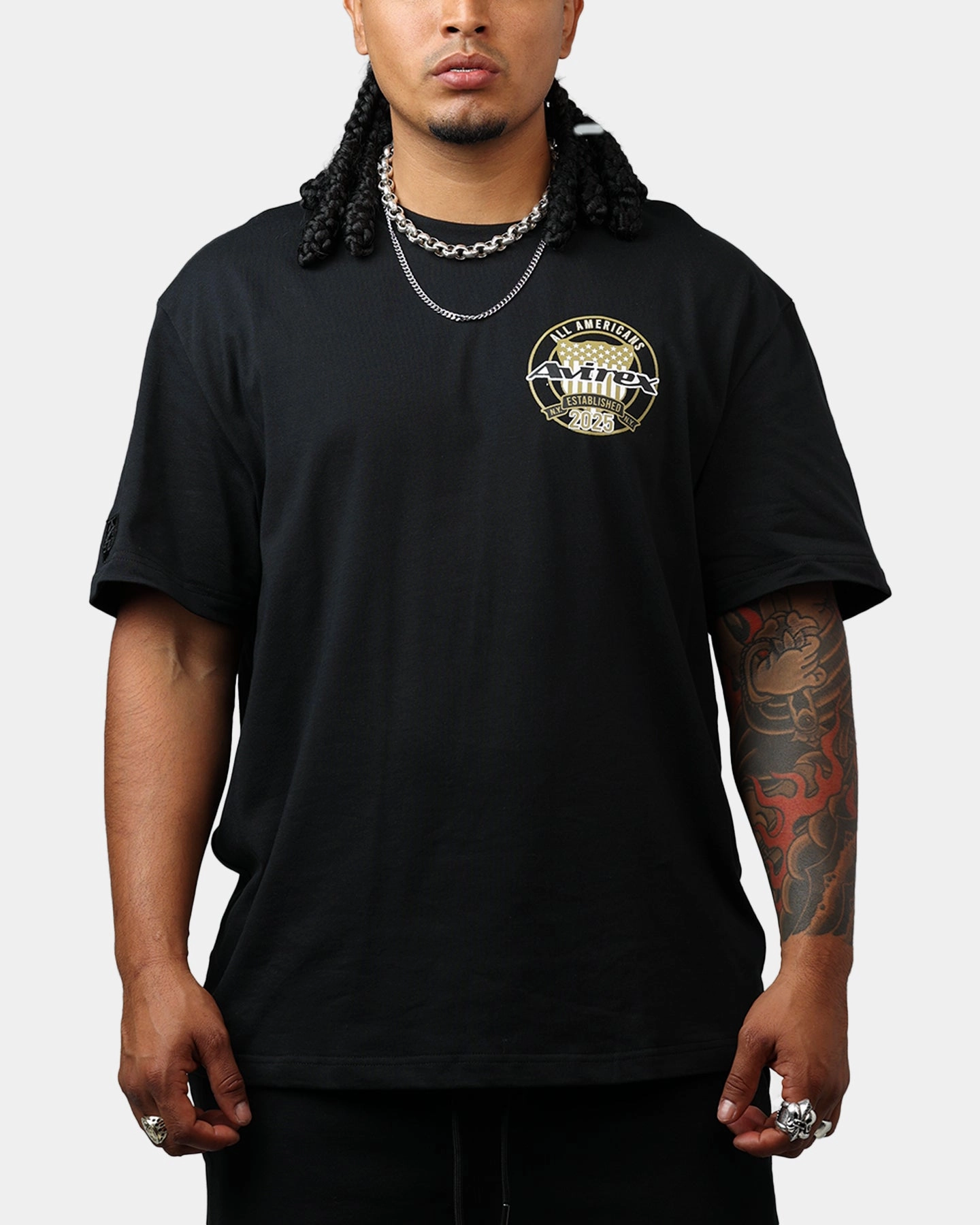 Sustainable Fabric Blend FadeResistant Finish Avirex Gold T-Shirt Black/Gold