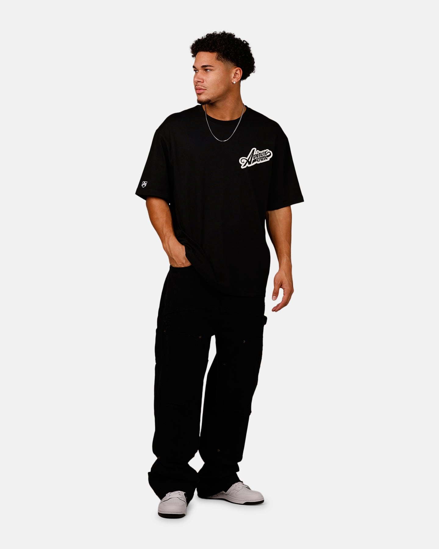 Avirex Script T-Shirt Black Bound Edges