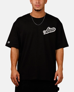 Avirex Script T-Shirt Black Button Down Collar Style SoftTouch