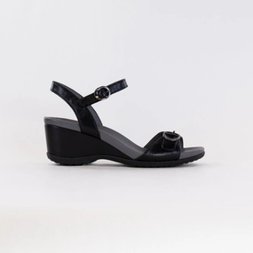 Dansko Arielle (Women's) - Black Glazed Kid Leather Stacked Traction Lugs Windy day