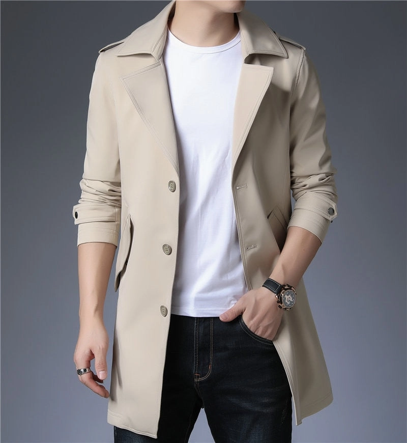 Weekend Chill Style Effortless Travel Wear West Louis? Business Trench Windbreaker Overcoat