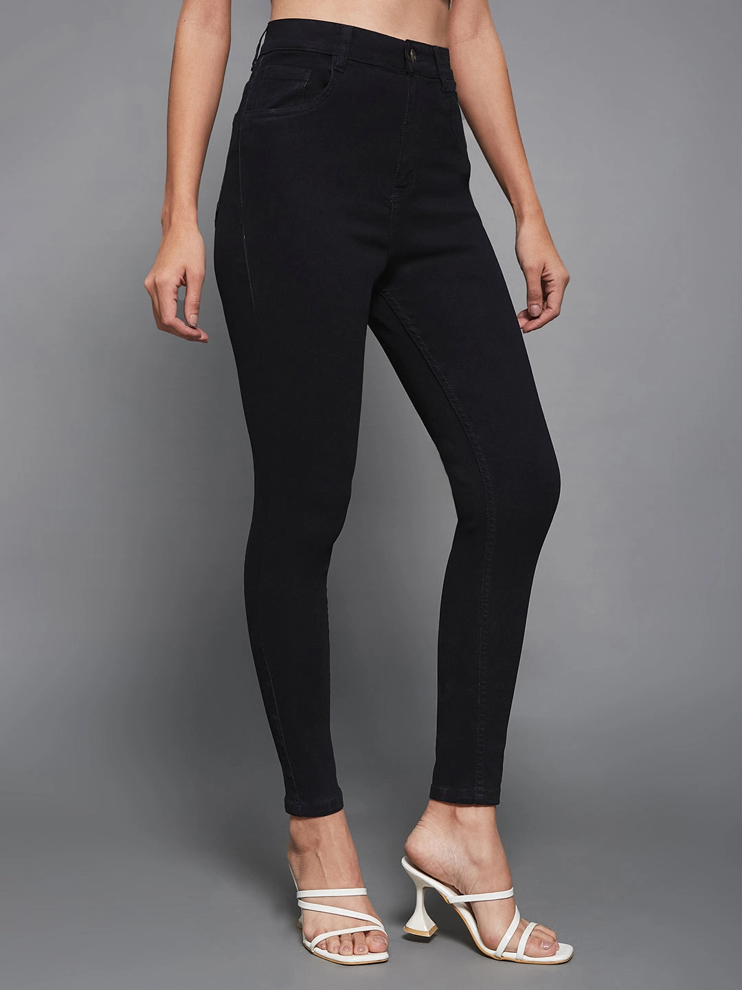 24/7 Comfort Black Skinny High-Rise Stretchable Denim Jeans Slim Modern