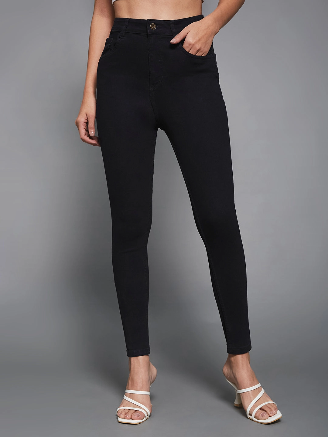 Utility Look Move With Ease 24/7 Comfort Black Skinny High-Rise Stretchable Denim Jeans