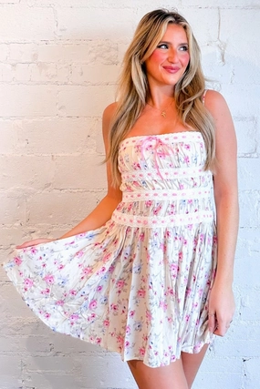 Refined Line Texture Play Berries Floral Mini Dress