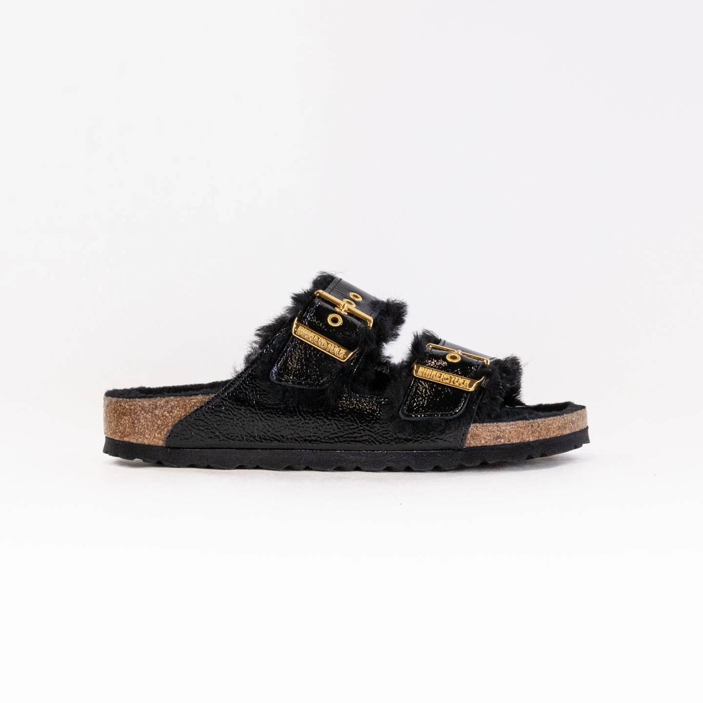 Birkenstock Arizona Shearling Eyelets (Women's) - Naplak Black No Hassle Ultra Light Cushioning