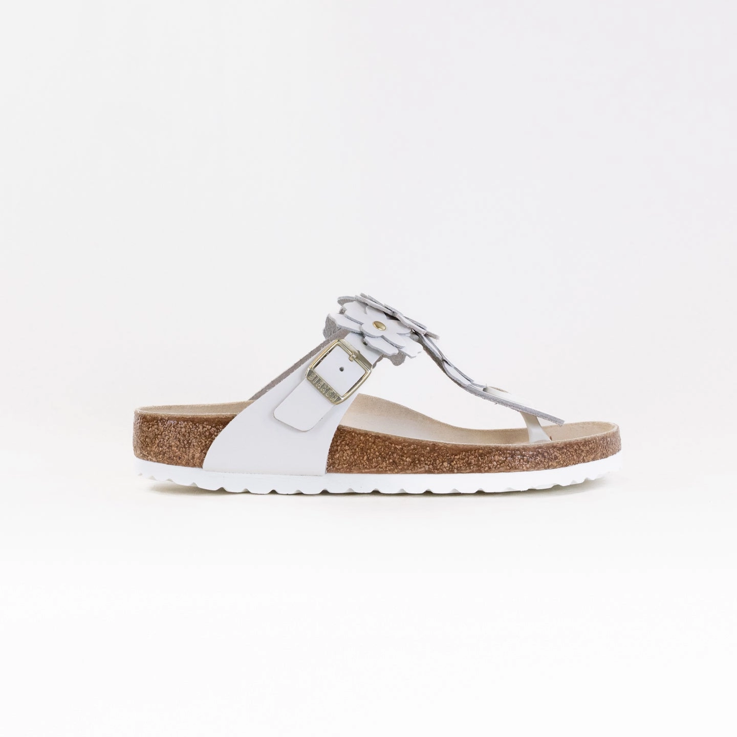 Soft Hug Birkenstock Gizeh Flower (Women's) - White Leather