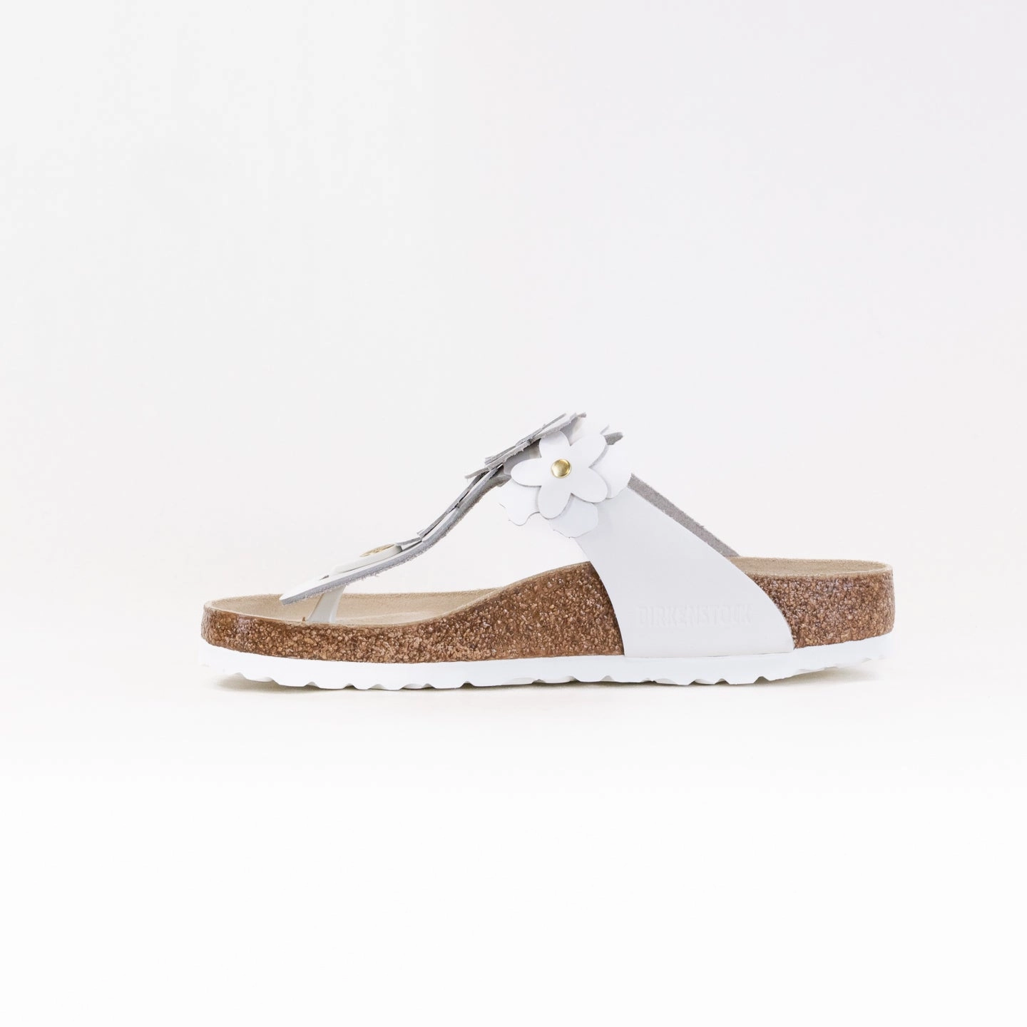 Birkenstock Gizeh Flower (Women's) - White Leather All Day Ventilated Upper