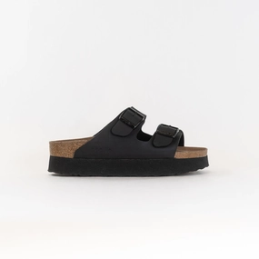 Birkenstock-Papillo Arizona Vegan Birko Flor (Women's) - Black Reinforced Stitch Construction Minimal Bulk