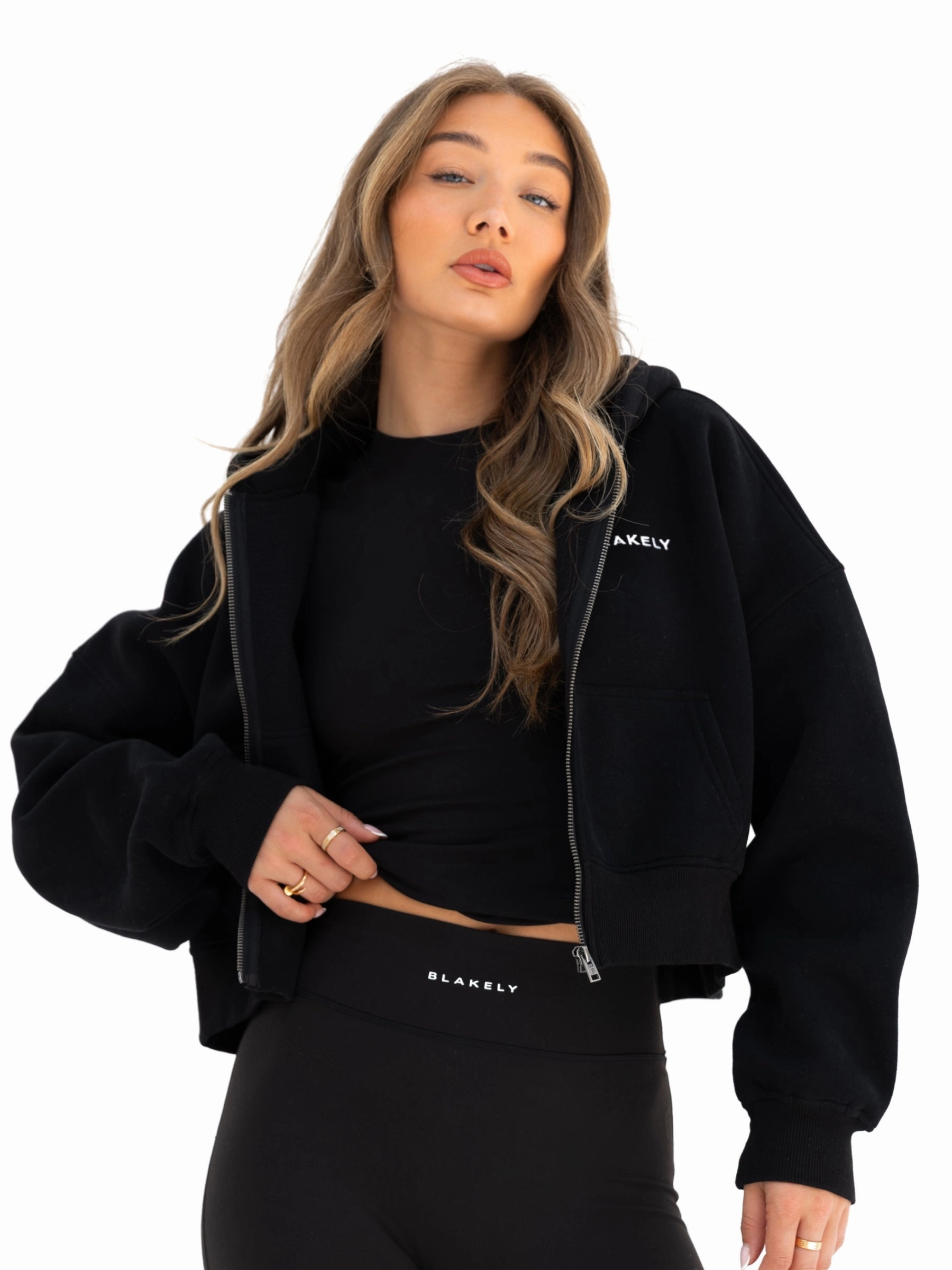 Flatlock Seam Finish Fishing wear Blakely Full Zip Hoodie - Black