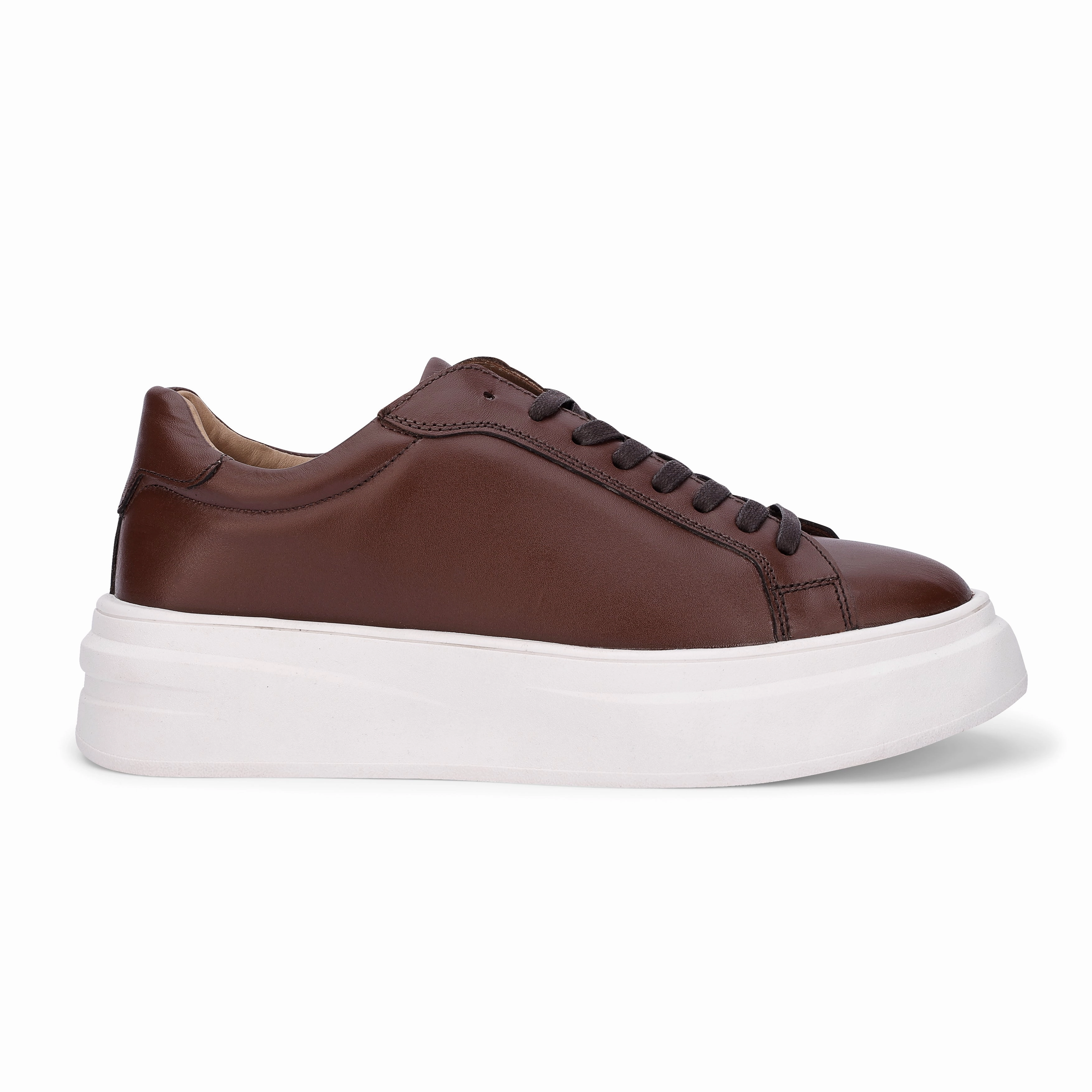 BlancPeak | Plain Brown Sneakers Dynamic Lacing System Mid Top Design