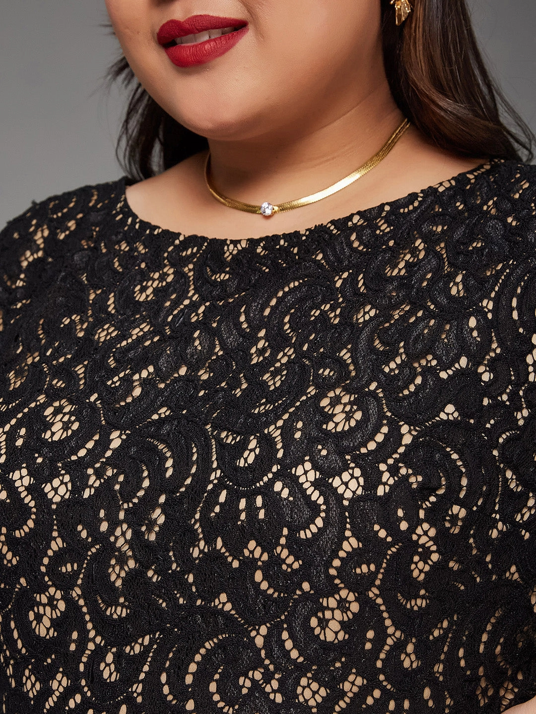 Monochrome Mood Body Bliss Black Georgette Fit and Flare Maxi Length Dress