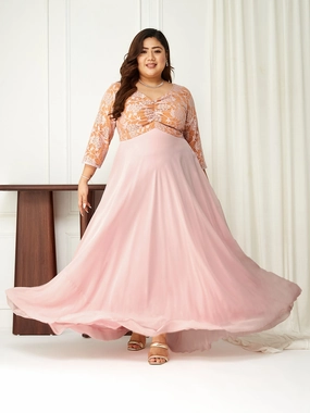 Easy Texture Body Bliss Dusty Pink Empire-Styled Georgette Maxi Dress
