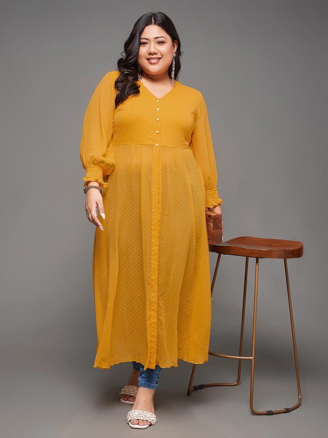 Body Bliss Mustard Yellow Empire Maxi Top QuickDrySystem