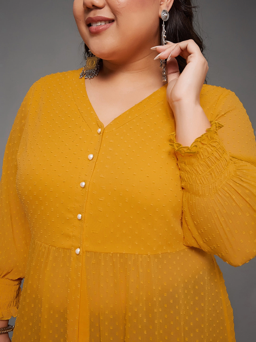 Minimalist Cuff Body Bliss Mustard Yellow Empire Maxi Top