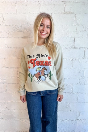 LowMaintenance Care Lounge Outfit This Ain't Texas Graphic Sweatshirt