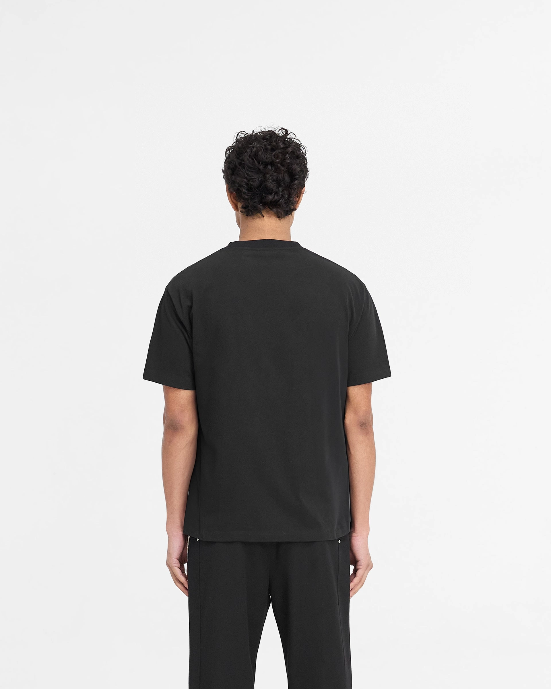 Metal Initial R T-Shirt - Jet Black Stretchy Fit