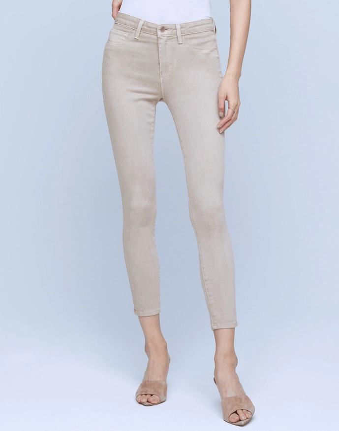 Timeless Fit L'AGENCE Margot High Rise Skinny Jeans In Biscuit