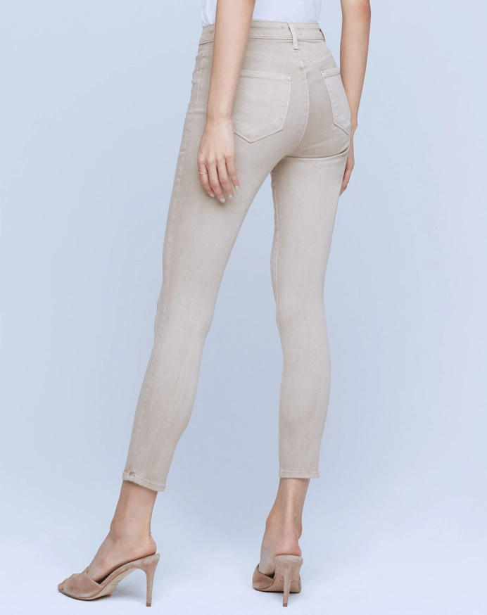 L'AGENCE Margot High Rise Skinny Jeans In Biscuit Minimalist Eco Friendly