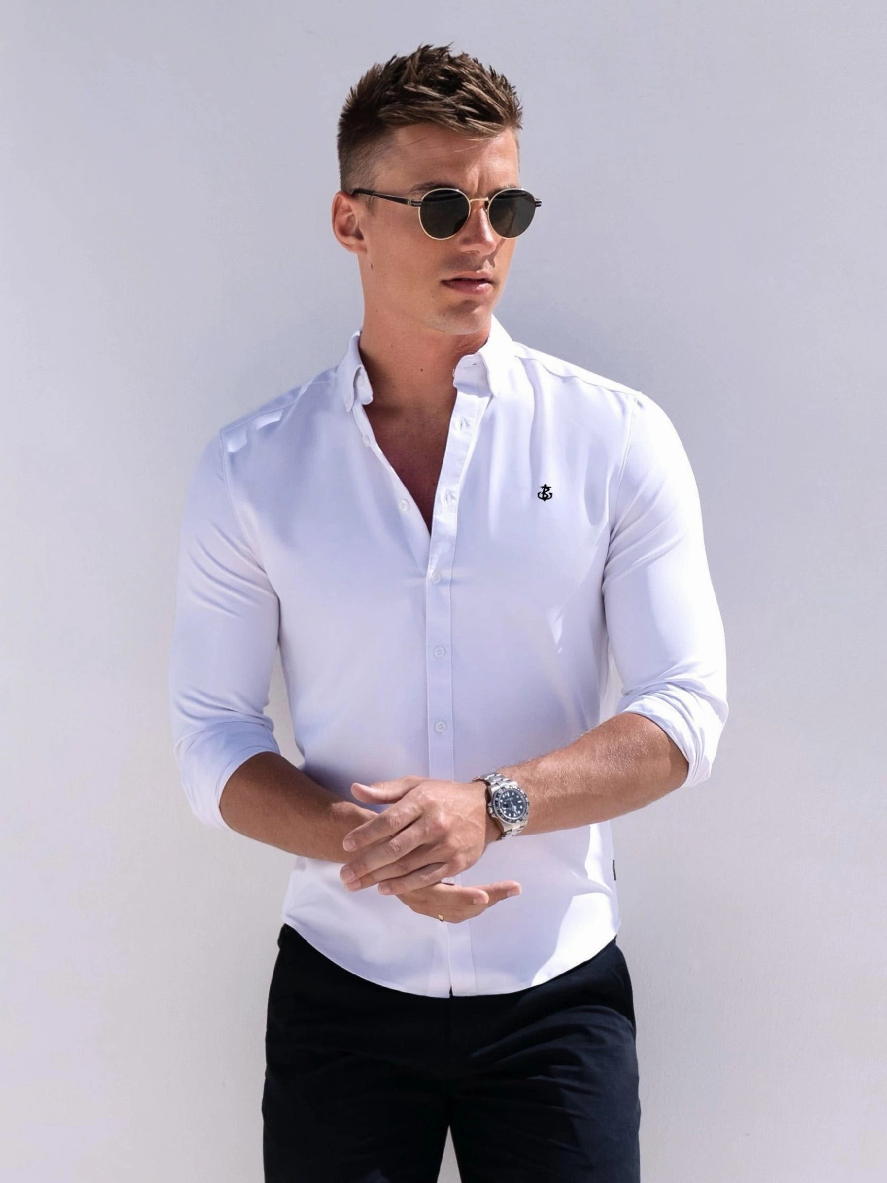 Torino Long Sleeve Shirt - White Anti Static Finish