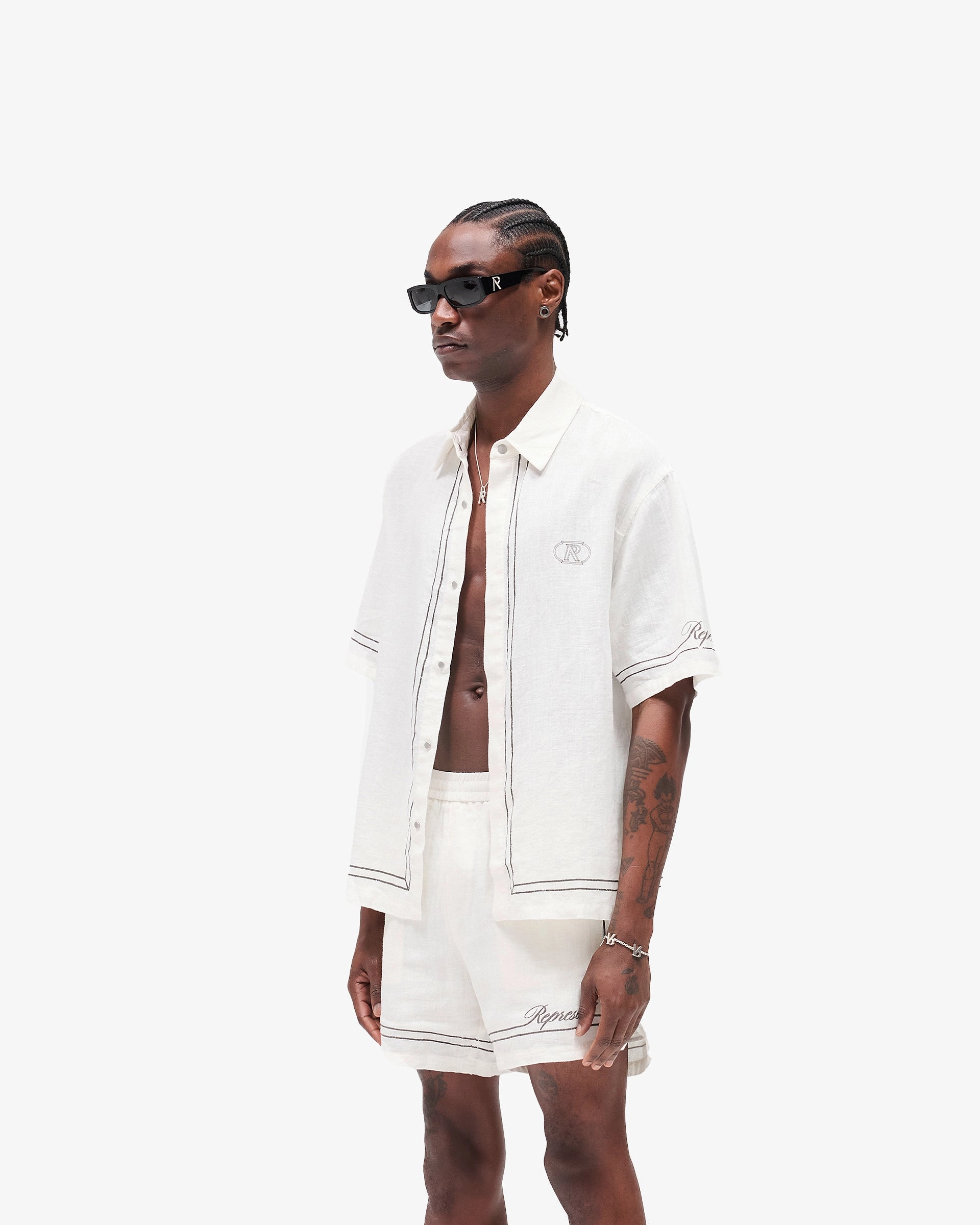 Luxurious Feel Holiday Gift Border Shirt - Whisper White