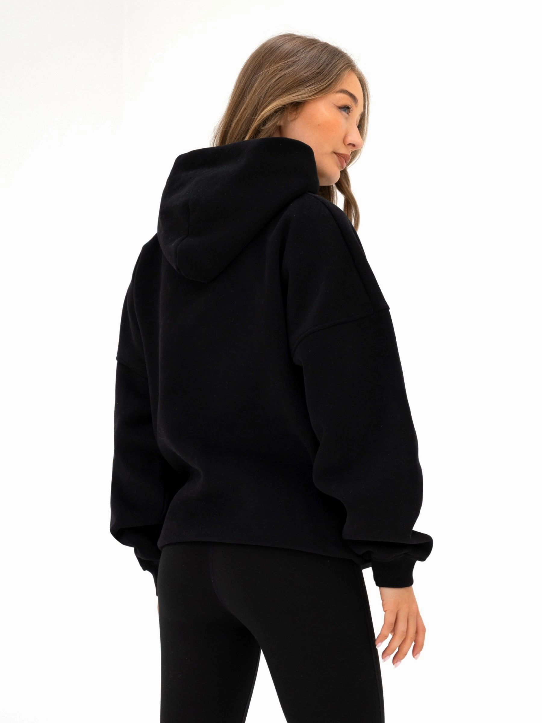 warm-toned Lightweight Feel Studio Oversized Hoodie - Tonal Black