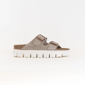 Birkenstock-Papillo Arizona Platform (Women's) - Taupe Gel Insert Moisture Wicking Lining