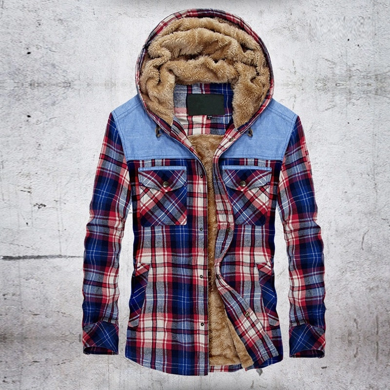 West Louis? Fleece Pure Cotton Plaid Jacket Odor Resistant Fabric